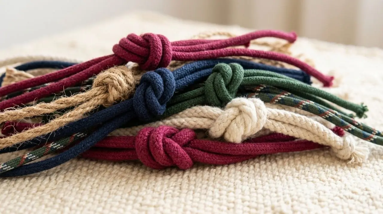 Von Hand geflochtene Hundeleinen mit Knoten aus Segeltau, in Beere, Marine, Grün, Natur und Jute
